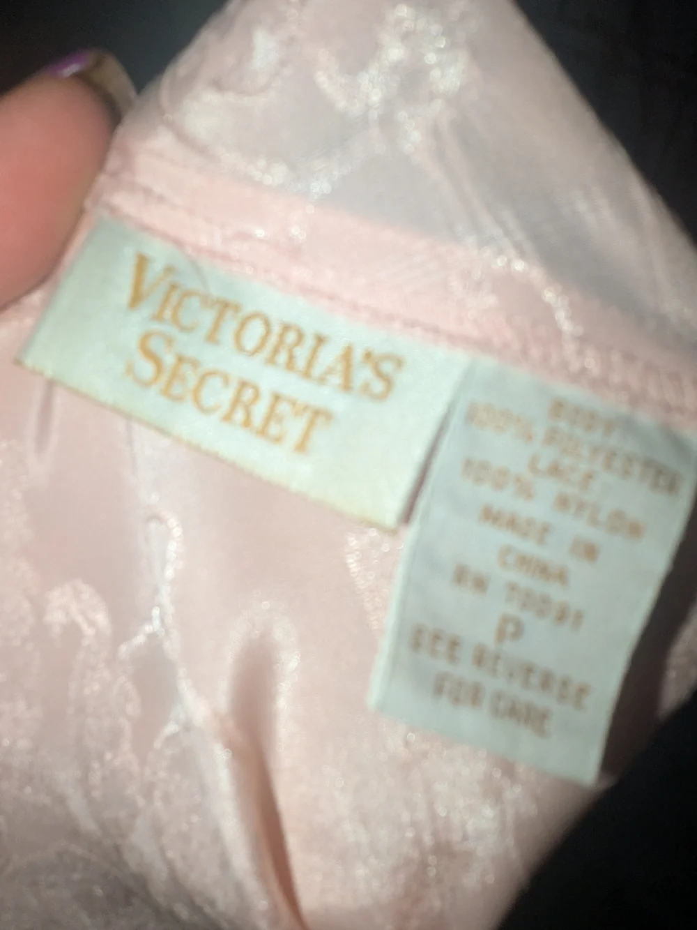Victoria's Secret Light Pink Satin Chemise and Lace-Trim Robe Set